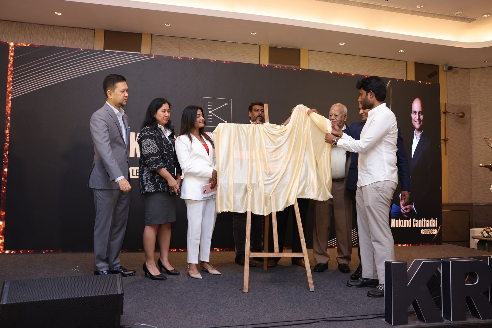 Presenting to a guest of honour at the launch